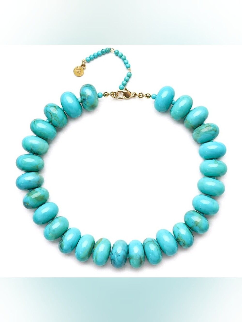Mayamar Turquoise Oval Pebble Bead Necklace NWT + Pouch